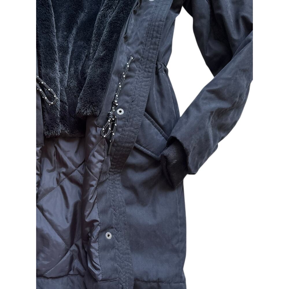 A&F Ultra Parka navy winter coat extra small faux-fur hood clinched waist 3-way - Picture 6 of 11